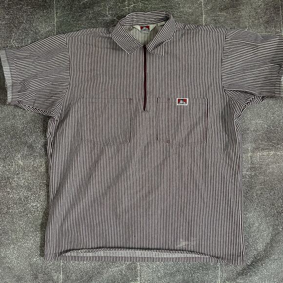 Ben Davis Other - Men's Ben Davis Short Sleeve Burgundy Hickory Stripe Mechanic Work Shirt Sz L